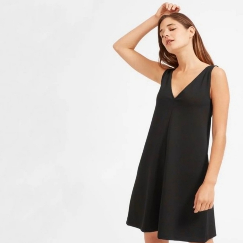Everlane Dress Deep V-neck Shift Mini Black 8